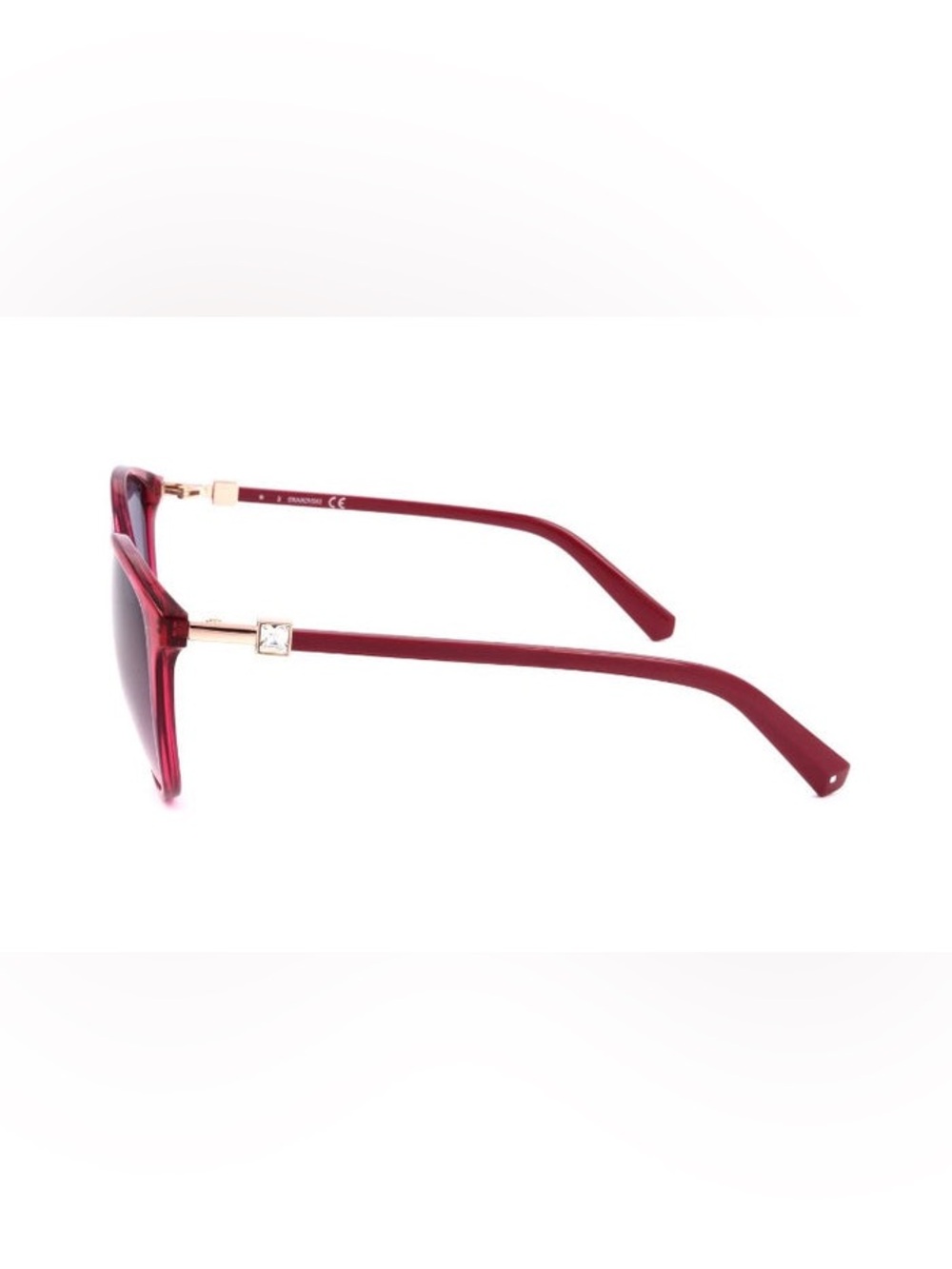 Swarovski Red Cat Eye Frame Sunglasses with Pink-to-Purple Gradient Lenses - Picture 3 of 6